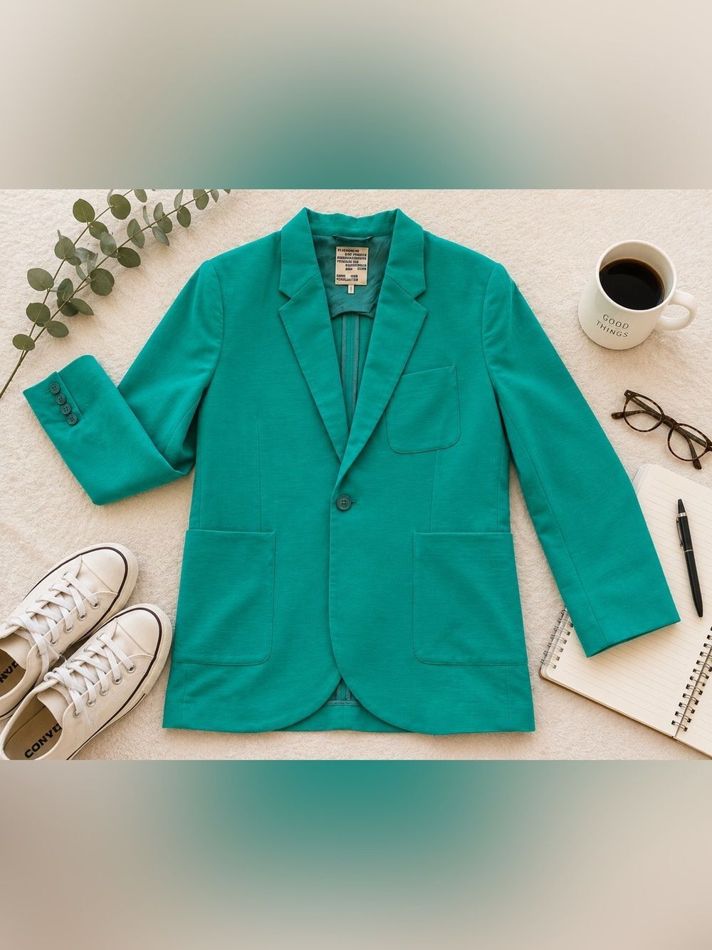 Baum und Pferdgarten Teal Green Blazer Jacket EU 42 Single Button Viscose